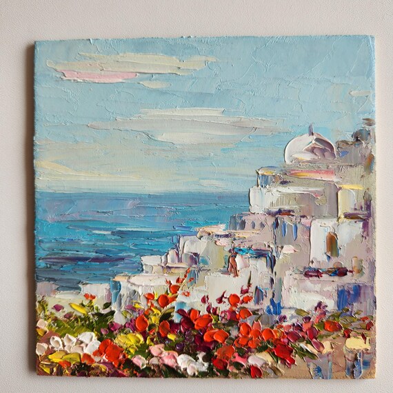 J.クールベ【地中海の眺め】油絵 油彩 J.クールベ【地中海の眺め】油絵