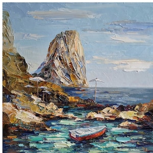 Original Capri Painting Landscape Painting Amalfi Coast Italy Landscape Sunset Painting Nusery Wall Art 13 by 13 inches