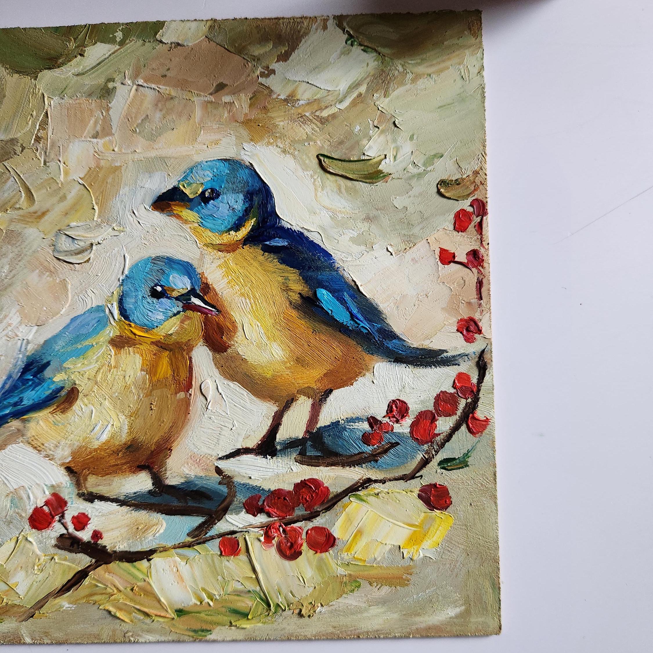 油絵　専用　きれいな鳥のお父さんと子ども 油絵 肖像画 ファミリーポートレート 絵画 結婚祝い 出産祝い