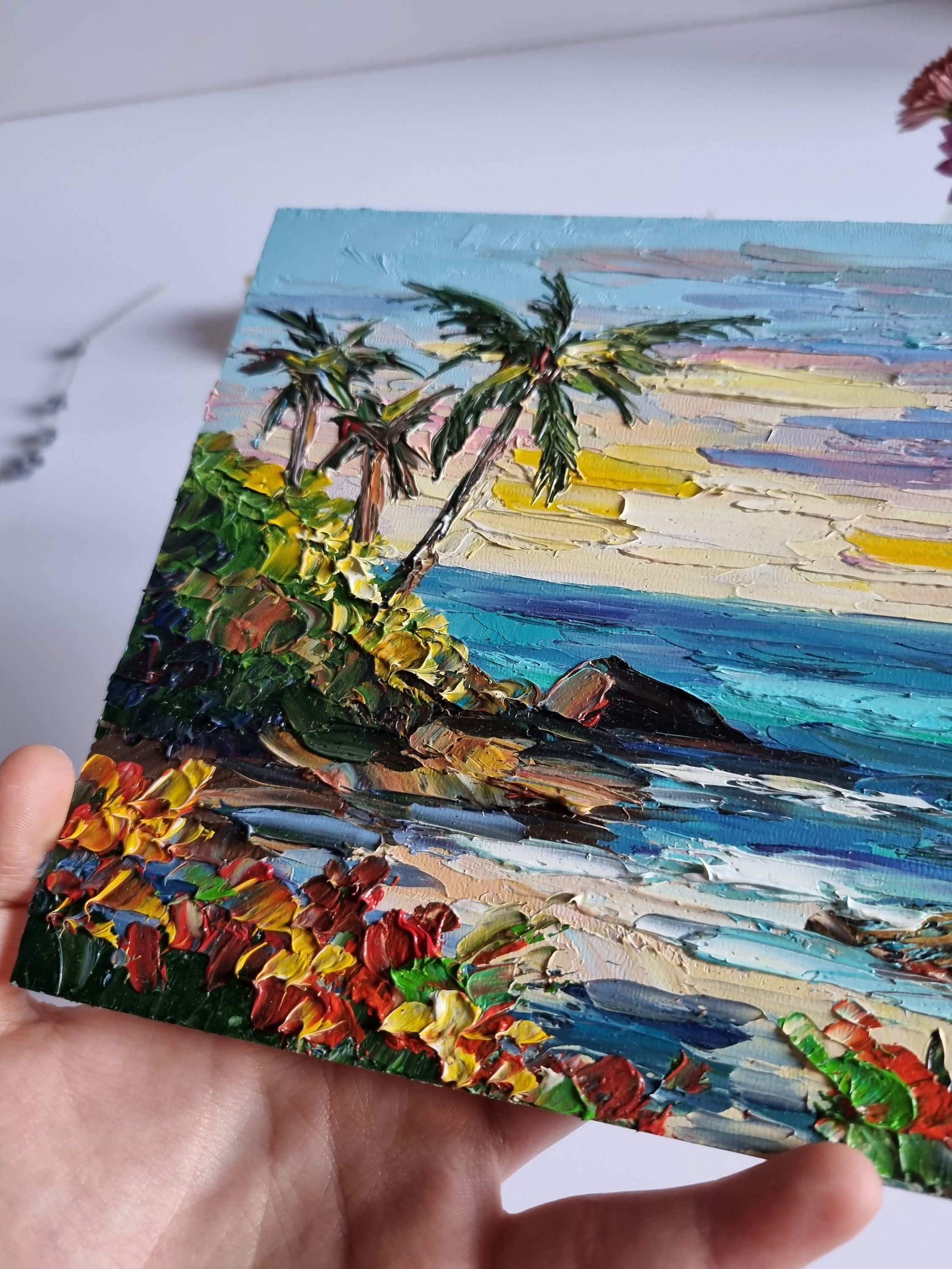 油絵(自作)：ハワイの夕陽　自分が欲しい油絵を描いてます。世界で１枚の油絵です。 油絵(自作)：ハワイの夕陽自分が欲しい油絵を描いてます。世界で
