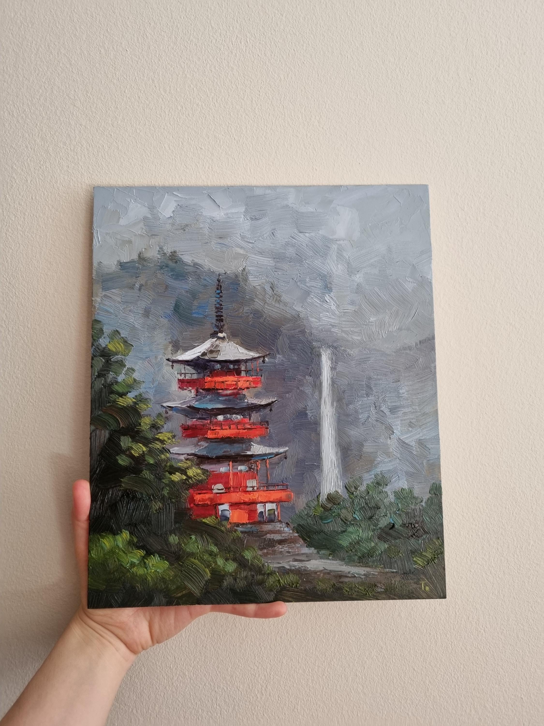 Japan Temple Oil Painting: Nachi Falls Seigantoji, Landscape Wall