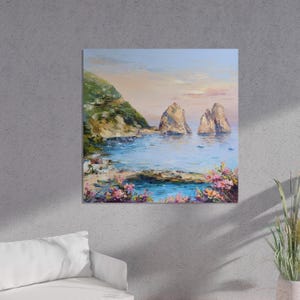 Positano Painting Large Amalfi Landscape Painting coast art Amalfi Coast Italy Landscape Floral Wall Art Landscape Painting 30 by 30 inches