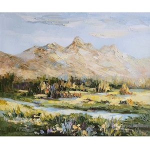 Grand Teton Painting Large Canvas Painting Lake Grand Teton National Park Wyoming Sunset Mountain Art Wall Art