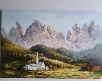 Original Dolomites Painting Large Canvas Dolomites Mountains