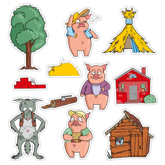 The Three Little Pigs Stickers Etsy