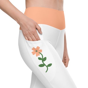 Leggings With Pockets, Pink Flower Leggins