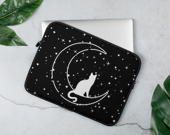 Laptop Computer Case, Cat Laptop Sleeve, Celestial Laptop Sleeve, Cat Laptop Case, Cat Lover Gift, Cat Lovers Accessories