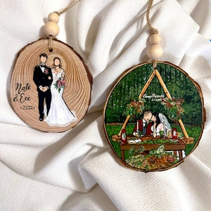 Hand Painted & Personalized Faceless Ornaments, Family Friend portrait, wood ornament, Minimalist Custom Ornament