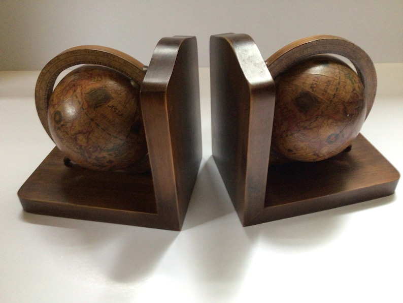 Superb Vintage Italian Olde World Globe Wooden Bookends Made in Italy Etsy