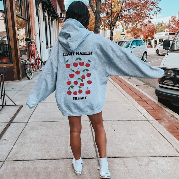 Fruit Market Hoodie Cherry Hoodie Pinterest Aesthetic Sweatshirt Preppy Cute Trendy Clothing Cozy Fall Gildan Hoodie Words on Back Etsy UK