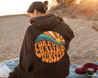 Forever Chasing Sunset Hoodie Positive Sweatshirt Trendy - Etsy UK