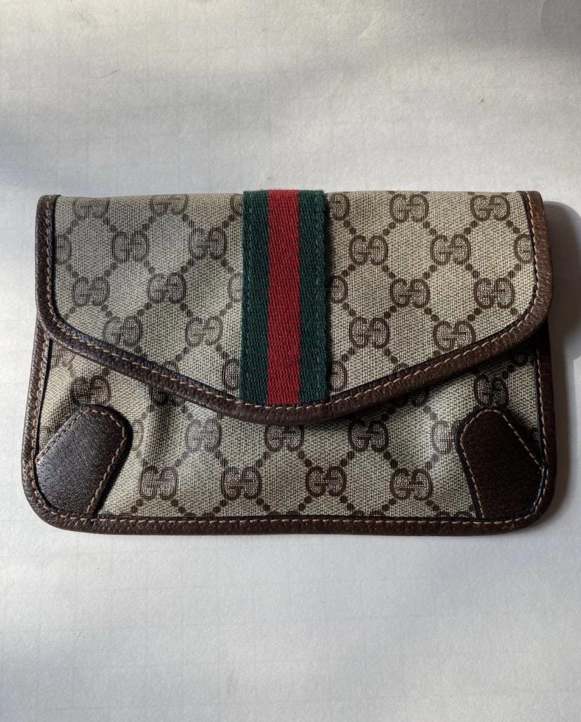 バッグ Vintage Gucci GG pattern clutch bag 🌺Vintage GUCCI GG Logo Pattern Canvas Envelop Document Clutch