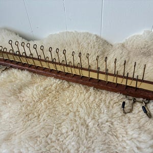 Vintage Wood & Brass Tie Jewelry Scarf Belt Wall Rack, 40-Hook Necktie Display
