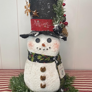 Top Hat Snowman - Rustic Top Hat Snowman - Handmade Top Hat Snowman