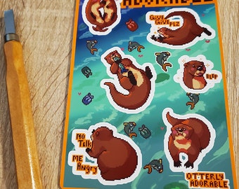 Pixel Art Otter Vinyl Stickers