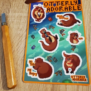Pixel Art Otter Vinyl Stickers