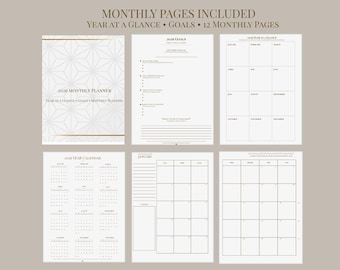 2026 Monthly Planner | Year at a Glance & Goals | Minimal Digital Planner | Printable PDF
