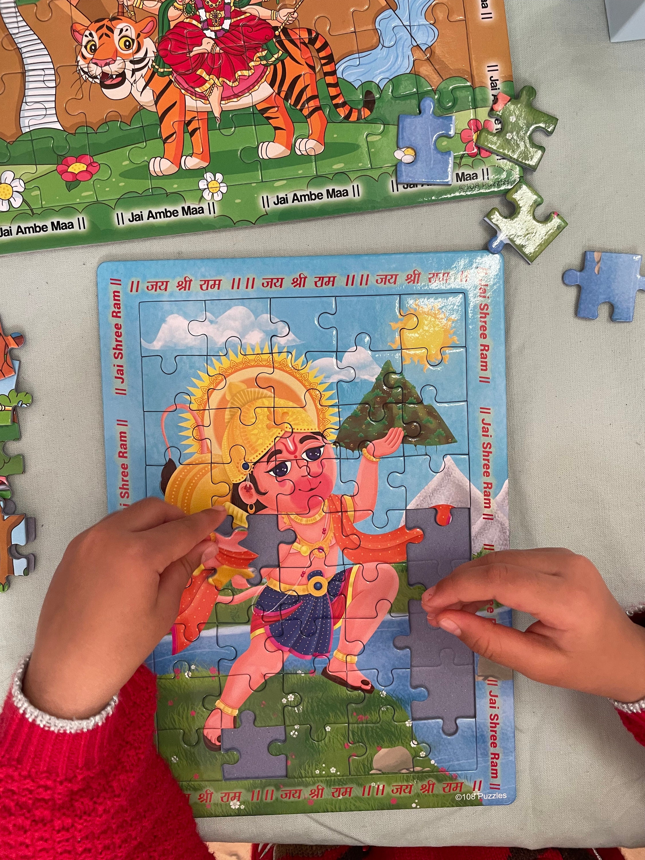 Hanuman Jigsaw Puzzle: Ramayan Scene Lifting the Mountain, Diwali Kids ...