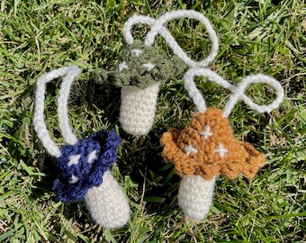 Fairy Mushroom lip balm holder | Crochet accessory | Cottagecore keychain | Handmade whimsical gift for her