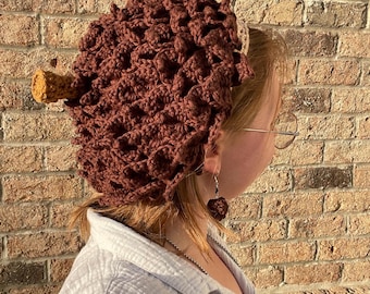Oak Sprite hat | Crochet slouch hat | Goblincore accessory | Fairycore clothing
