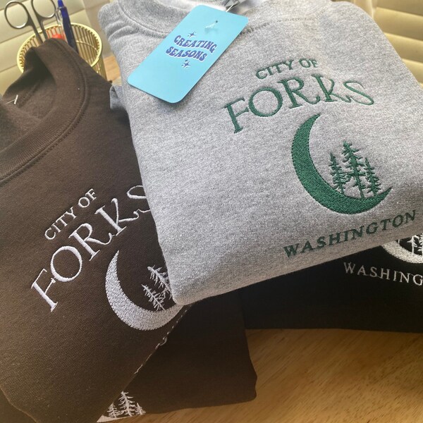 Embroidered Twilight Forks Sweatshirt Etsy