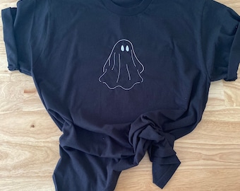 Ghost Embroidered T-shirt - Fall Shirt | Cute Ghost Shirt | Fall Shirt | Retro Fall Shirt | Fall Halloween Shirt | Spooky Season Shirt