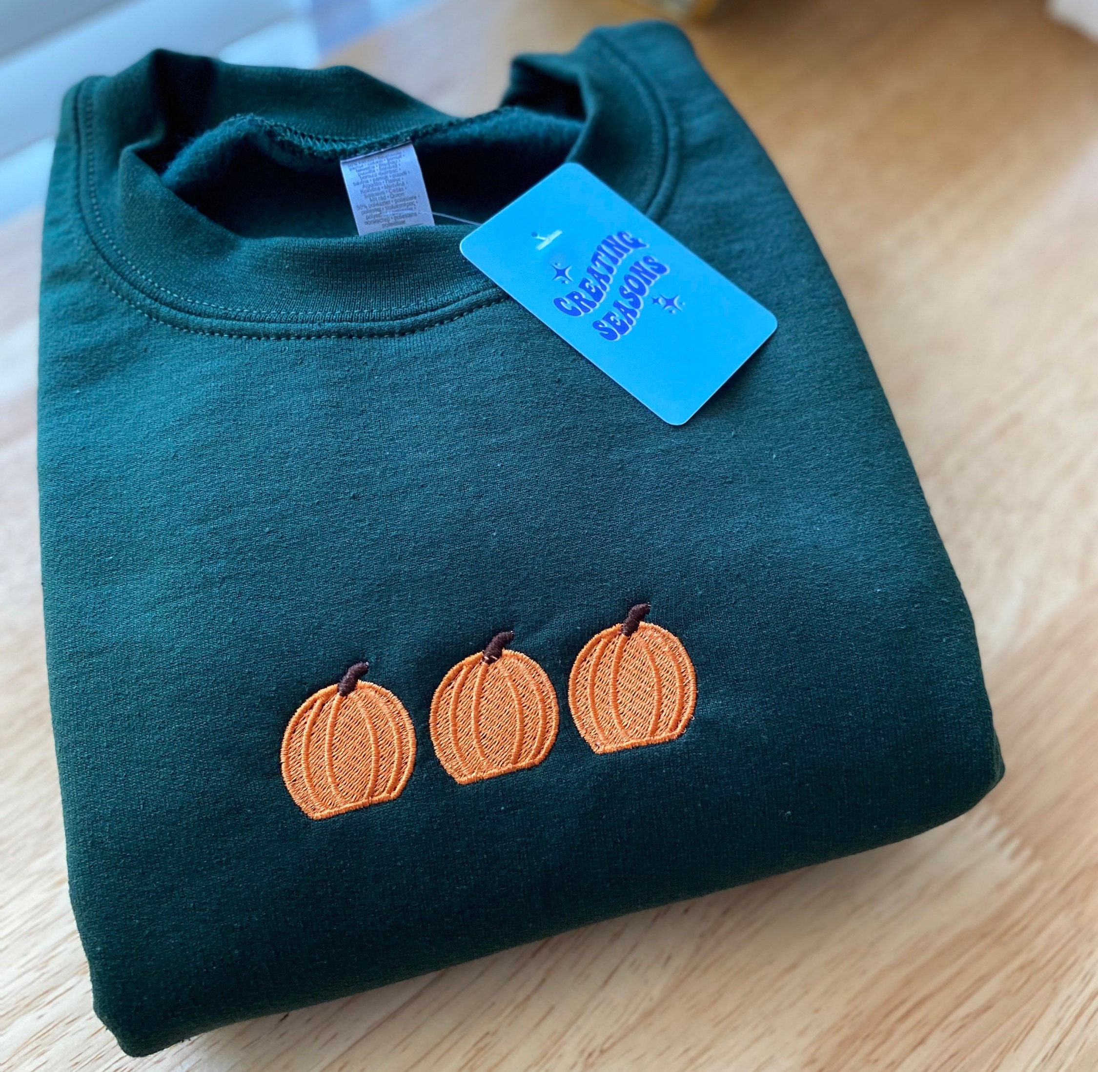 Discover Pumpkin Embroidered Sweatshirt | Fall Sweater | Halloween Crewneck | Pumpkin Patch Sweatshirt | Pumpkin Embroidered Sweater