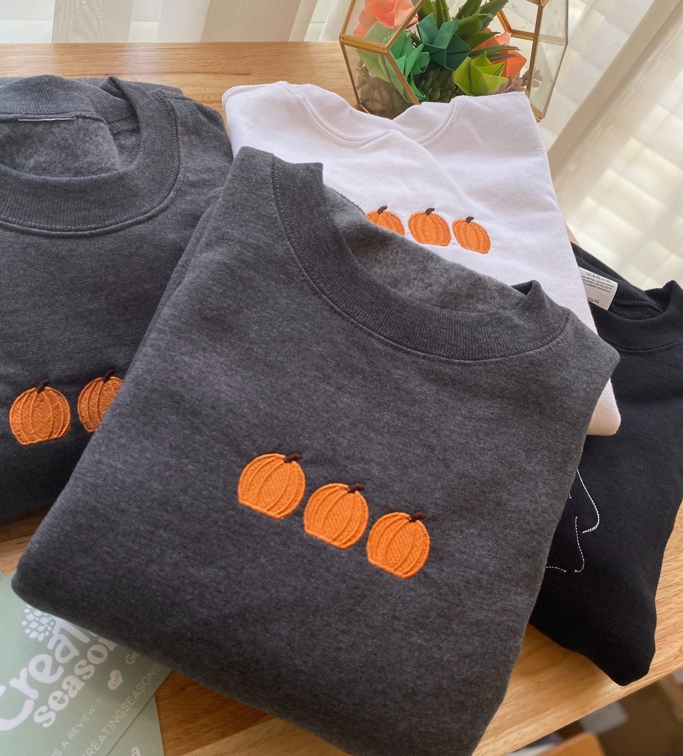 Discover Pumpkin Embroidered Sweatshirt | Fall Sweater | Halloween Crewneck | Pumpkin Patch Sweatshirt | Pumpkin Embroidered Sweater