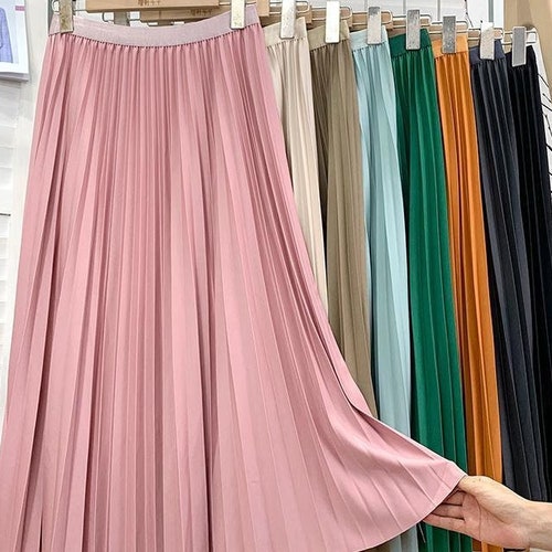 Women Pleated Long Skirt Women Pleated Skirt 80s 90s Women - Etsy