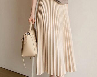 Women Pleated Long Skirt | Women Pleated Skirt | 80s 90s Women A Line Long Skirt