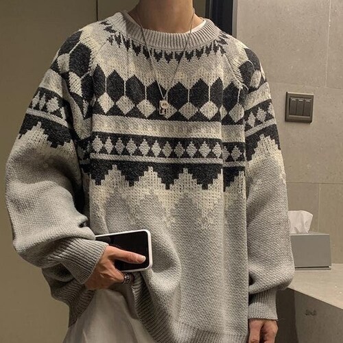 Men Long Sleeve Crew Neck Knitted 