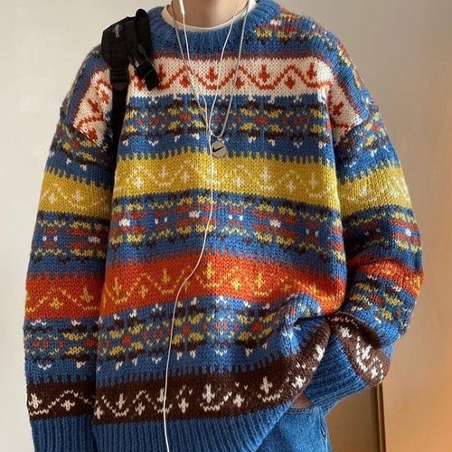 Men Long Sleeve Crew Neck Knitted 