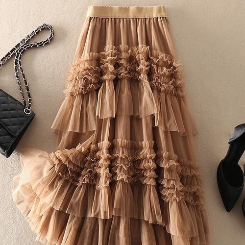 Ruffle Maxi Tulle Skirt | Women Ruffle Tulle Skirt | Tulle Long Skirt | Maxi Tulle Skirt | Maxi Long Skirt