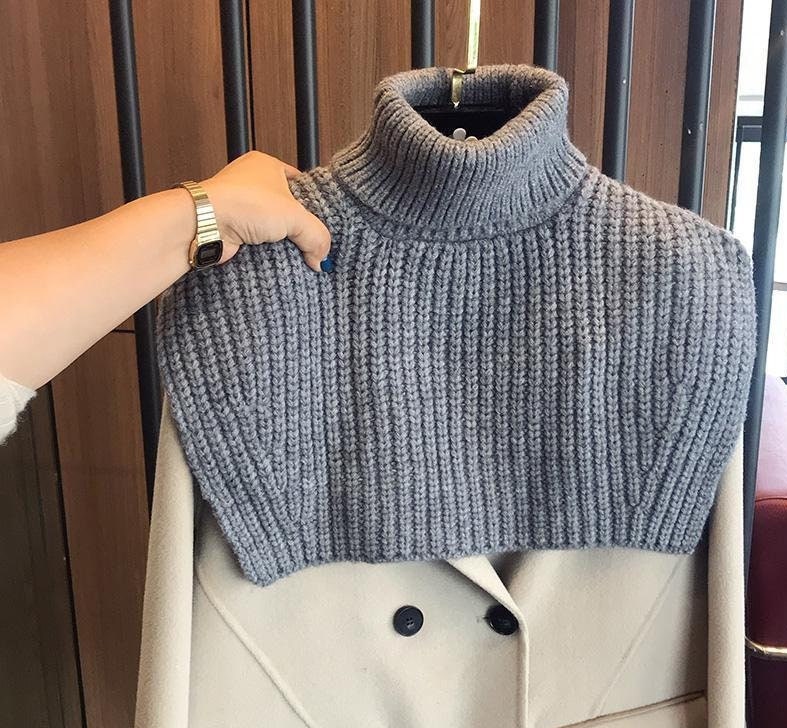Knitted Turtleneck Shawl Wrap 