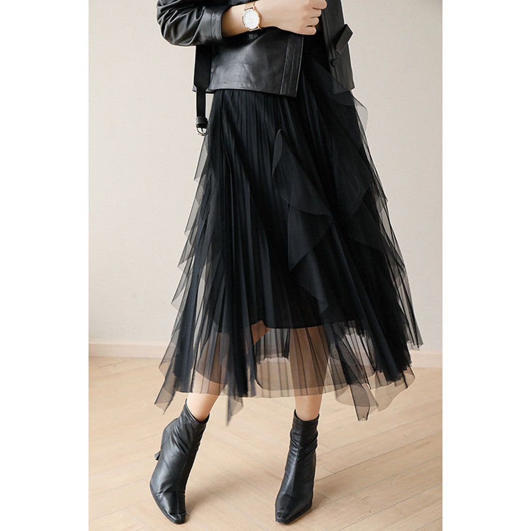 Ruffle Layered Long Skirt Women Ruffle Tulle Skirt Tulle Etsy