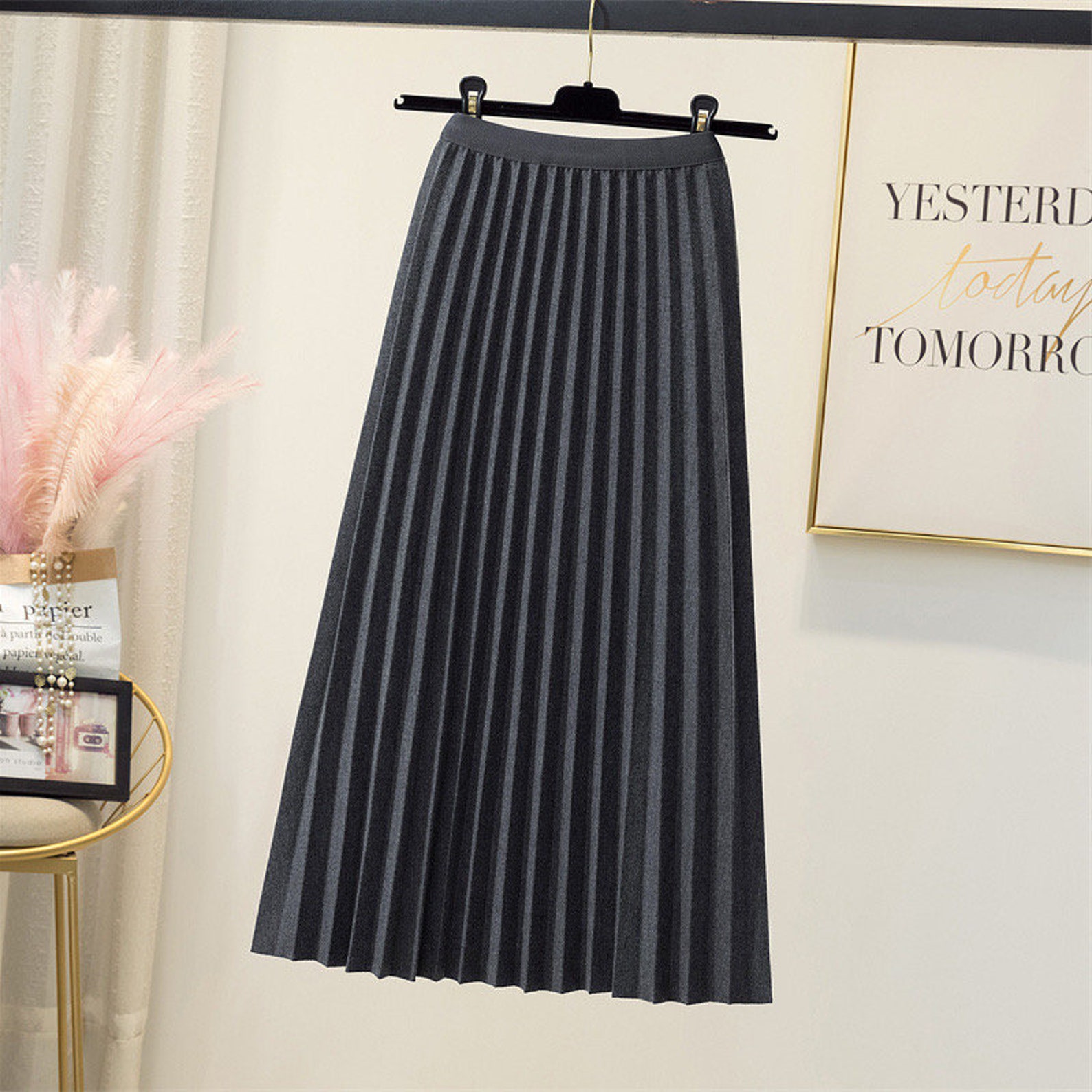 Women Pleated Long Skirt Women Pleated Skirt 80s 90s Women - Etsy