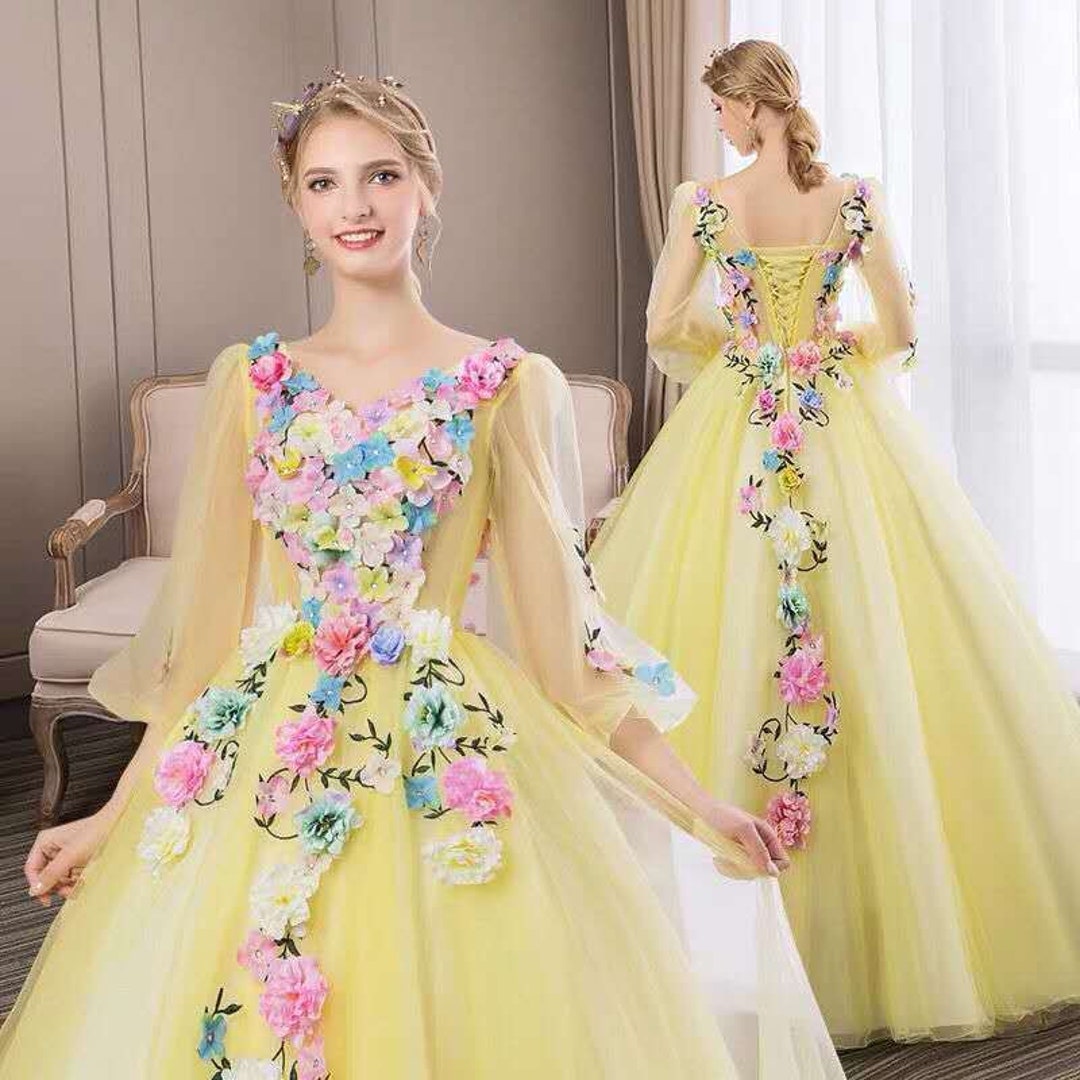 Flower Gown Dress Flower Prom Dress Flower Princess Gown Etsy UK