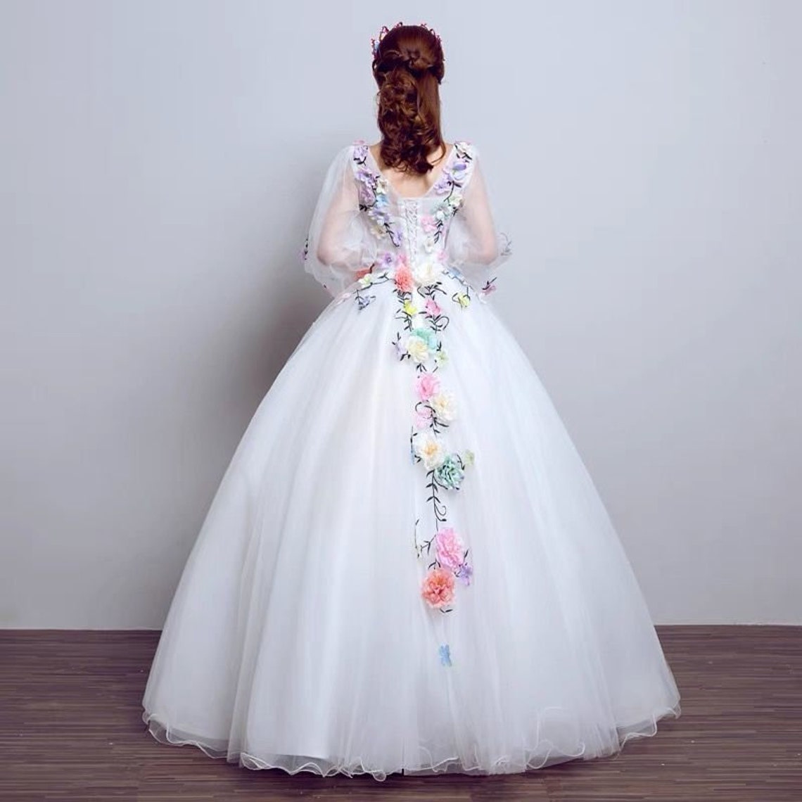 Flower Gown Dress Flower Prom Dress Flower Princess Gown Etsy UK