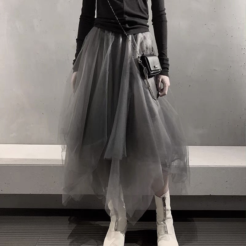 Asymmetric Long Skirt Asymmetric Mesh Skirt Asymmetric - Etsy UK