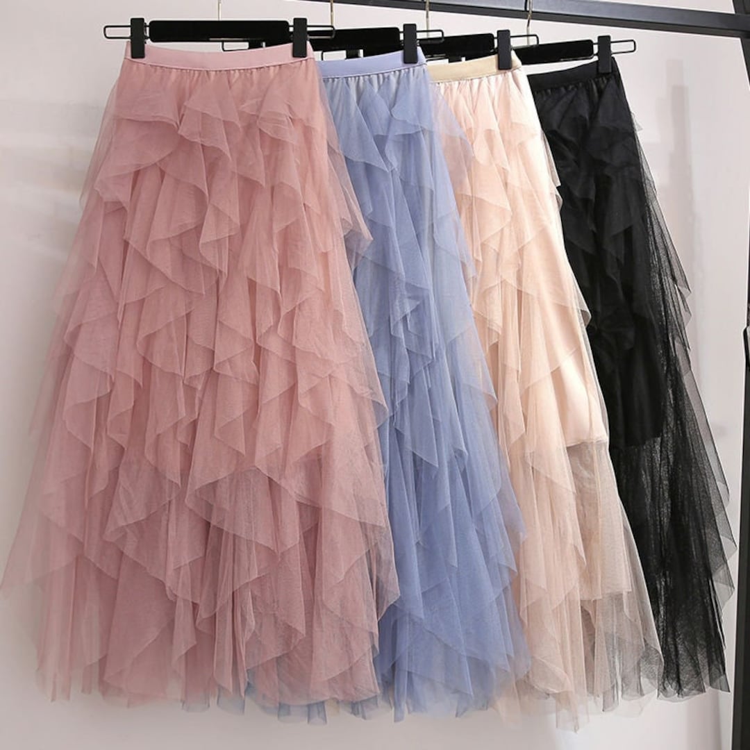 Ruffle Maxi Long Skirt Ruffle Tulle Skirt Tulle Long Skirt Etsy UK