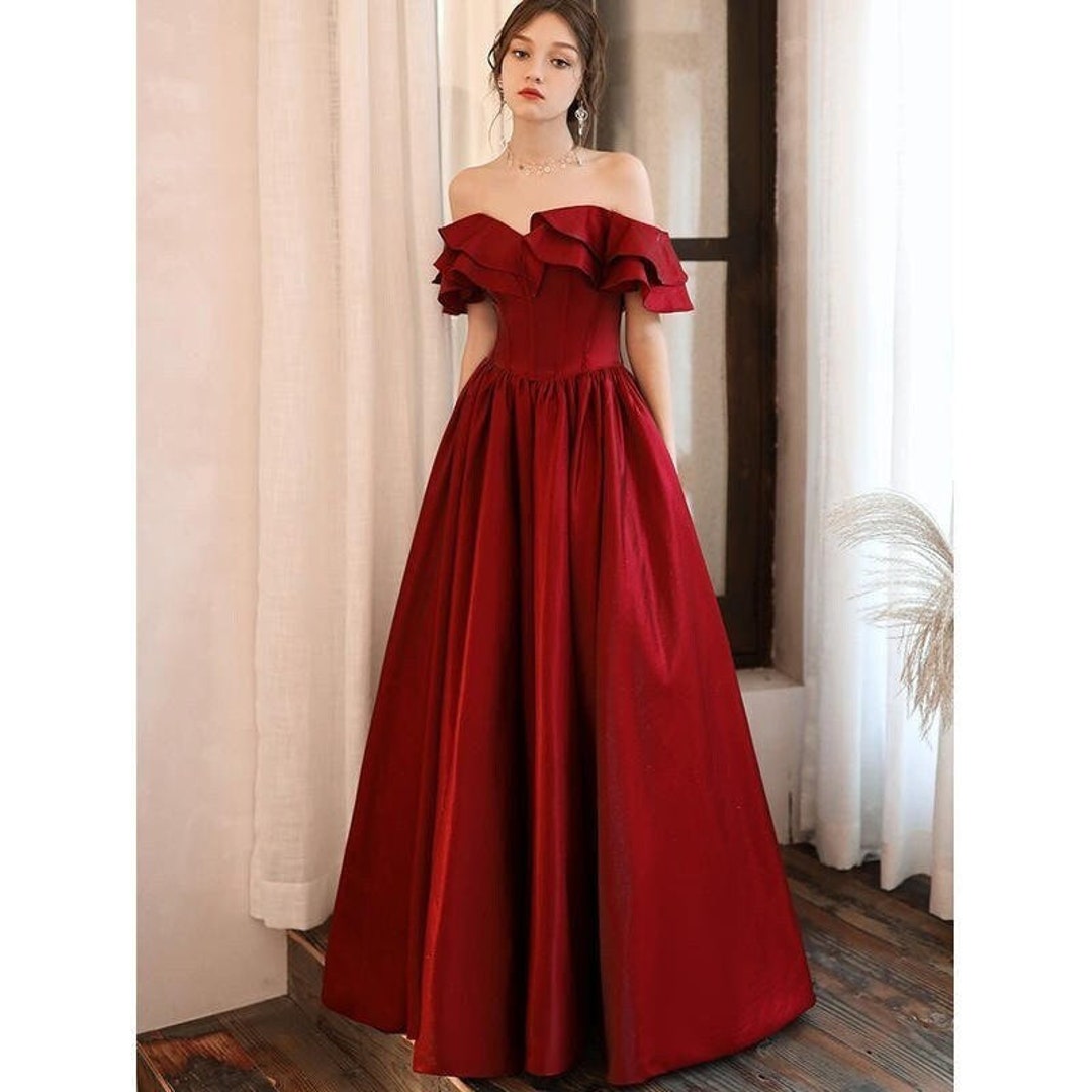 Red Prom Gown Red Bridesmaid Gown Wedding Gown Dress Red Etsy
