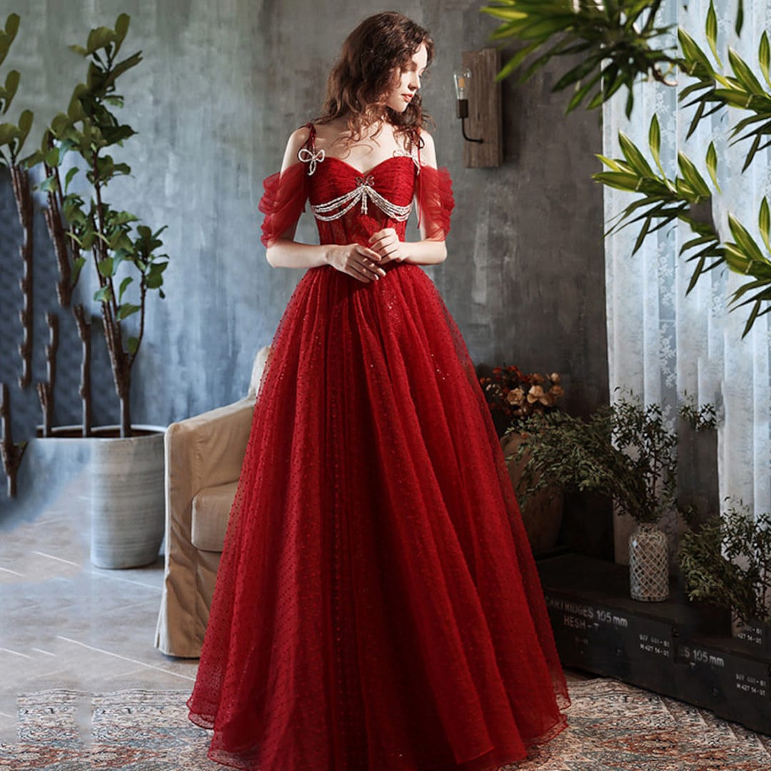 Red Prom Gown Red Princess Gown Red Graduation Dress Etsy UK