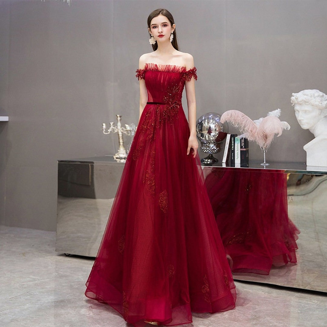 Ruby Red Prom Gown Red Bride Gown Red Princess Gown Red Etsy