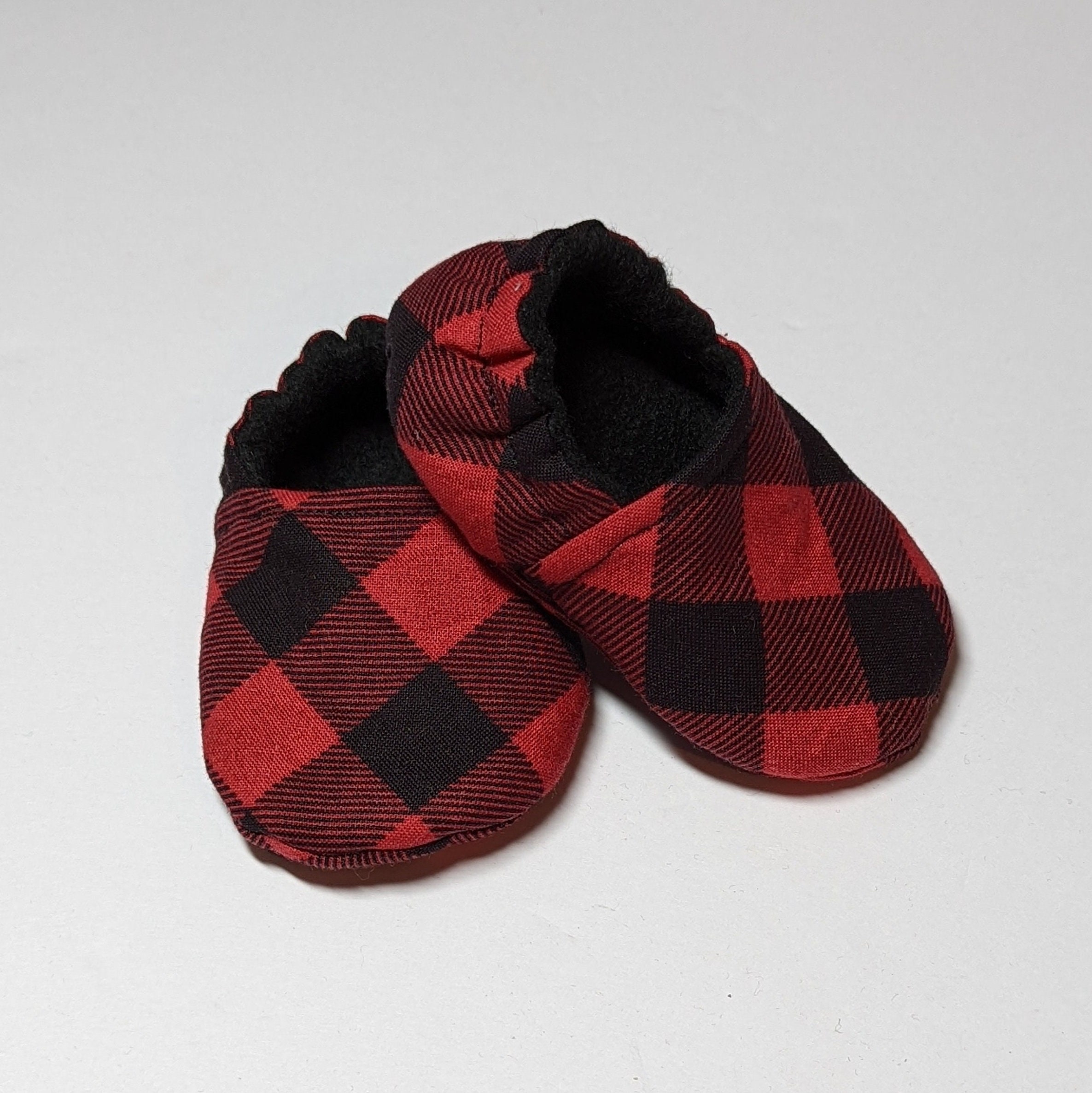 Red and Black Buffalo Plaid Baby and Toddler Unisex Shoes Soft