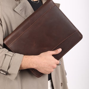 Personalized Leather Portfolio, Letter Size Organizer Folder, Padfolio A4 Document Bag, Zippered Portfolio,  Custom Leather Portfolio