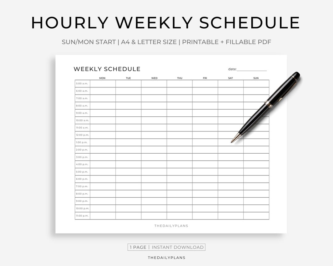 hourly-weekly-schedule-printable-weekly-planner-week-at-a-etsy