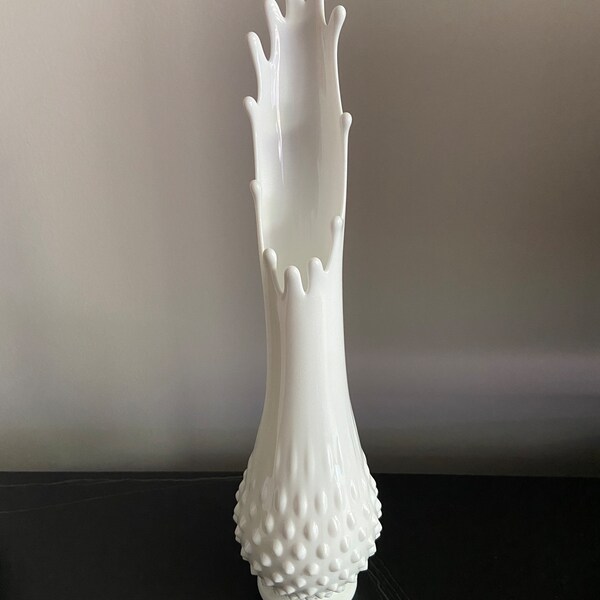 White Milk Fenton Swung Vase Vintage