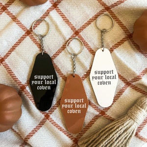 Support Your Local Coven Hotel Keychains | Trendy Halloween Motel Keychains | Witchy Acrylic Keyring