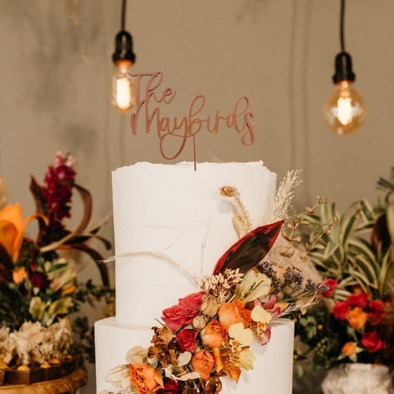 Personalized Script Wedding Cake Topper With Name Custom Etsy