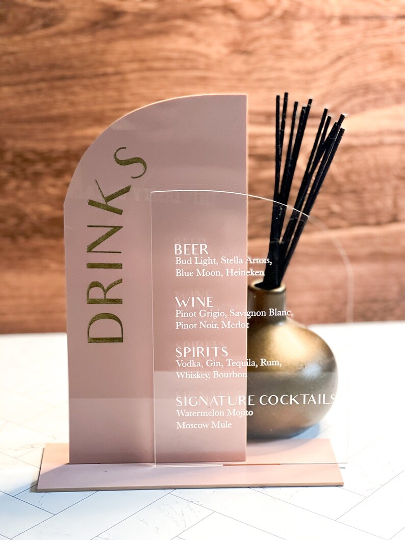 Wedding Arch Bar Sign Custom Acrylic Bar Menu Sign for Etsy